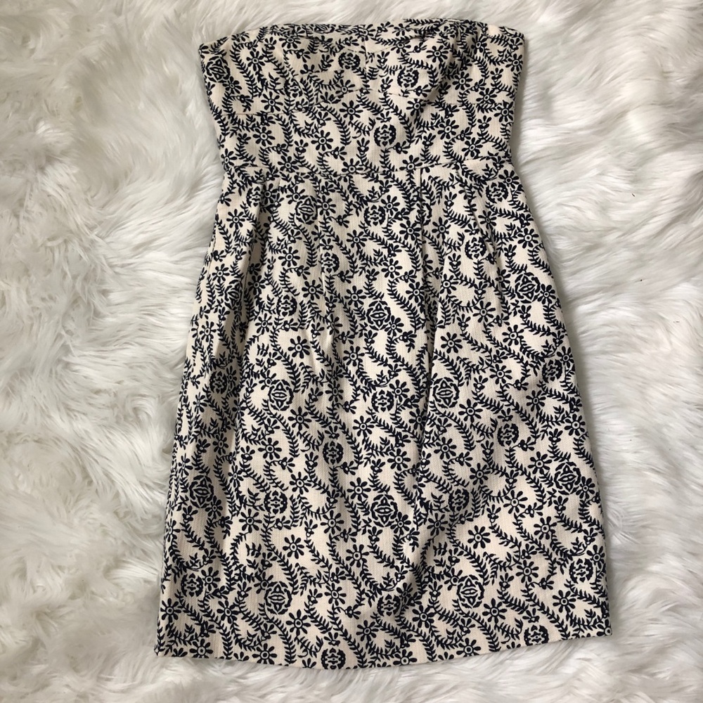 Strapless JCrew cream weave dress. Lined.  Size 4.